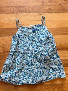Mini Boden Blue and Green Floral Cotton Sundress